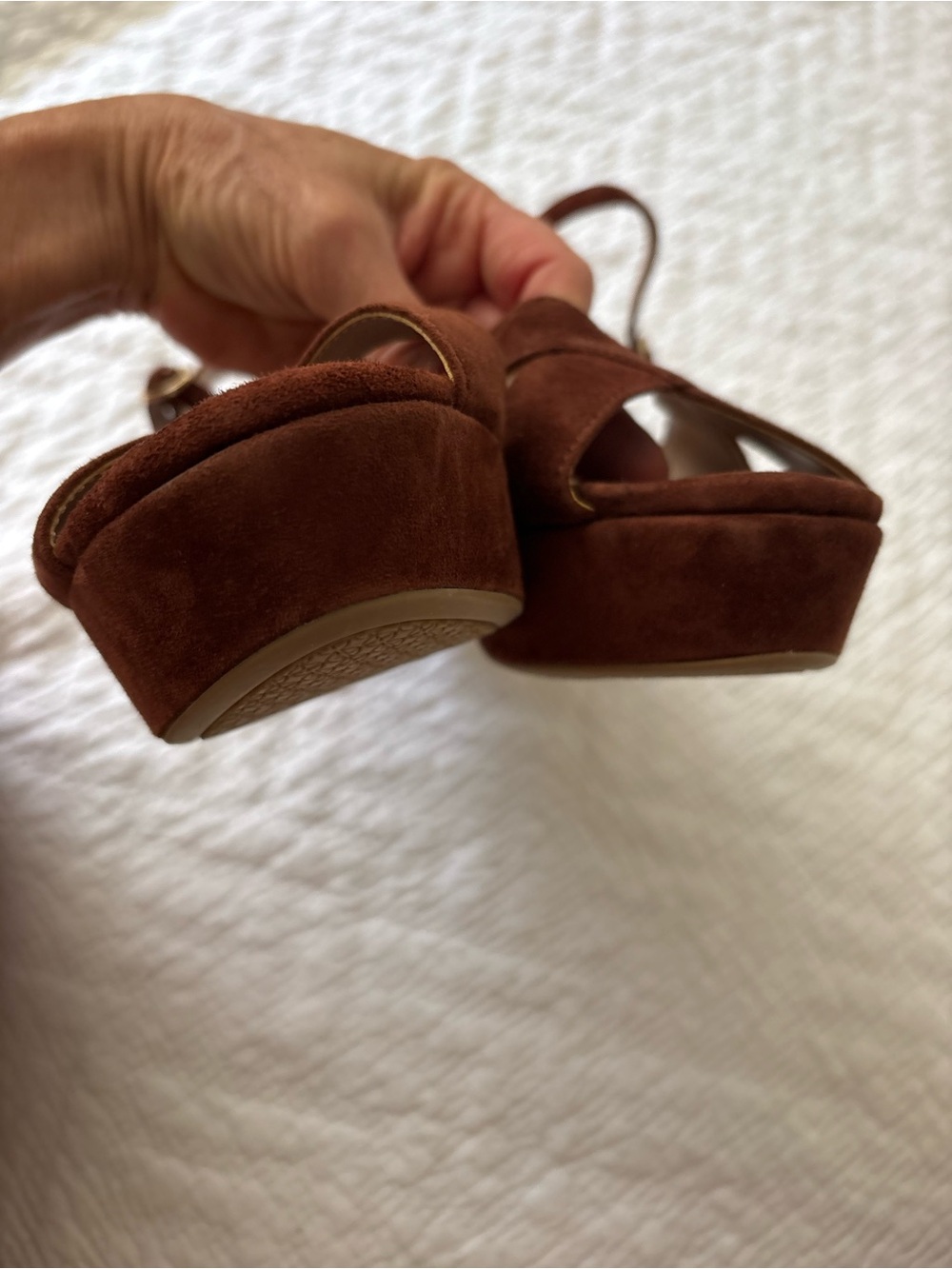 Giani Bernini Jayleen Platform Wedge Brown Suede Sandals 9 - Picture 11 of 16